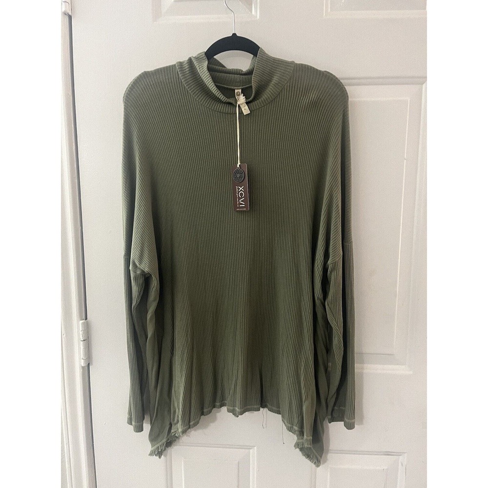 Me-Time Turtleneck in Army Green Super Soft Low shoulders XL Casual - XCVI